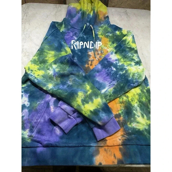 Ripndip Hooded Sweatshirt Men’s L Tie Dye Kangaroo Pocket - Picture 9 of 12